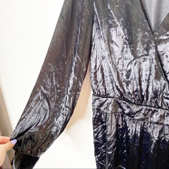 Frame Black Metallic Velvet Cocktail Dress Size 8 - Picture 5 of 8